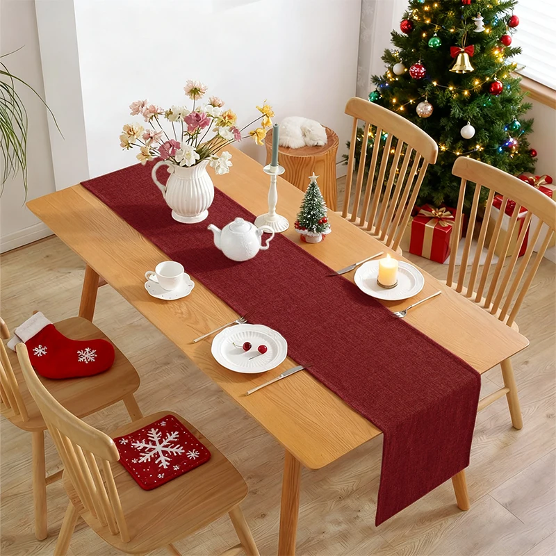Weihnachts-Tischfahne aus einfarbigem Polyester, knitterfrei, verwendet für Party, Restaurant, Küche, Tischdekoration