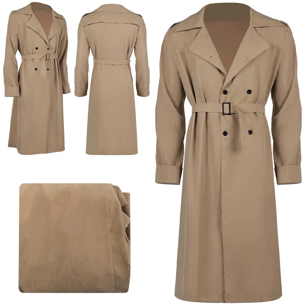 

2025 Movie 4 Pieces Fantastic Cosplay Thing Brown Coat Clothing Roleplay Costume Outfit Halloween Carnival Party Suits For Men