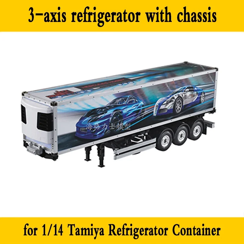 3 Axis 40 Foot Refrigerator Box with Chassis Chassis for 1/14 Tamiya RC Truck Car SCANIA VOLVO MAN TGX Benz Diy