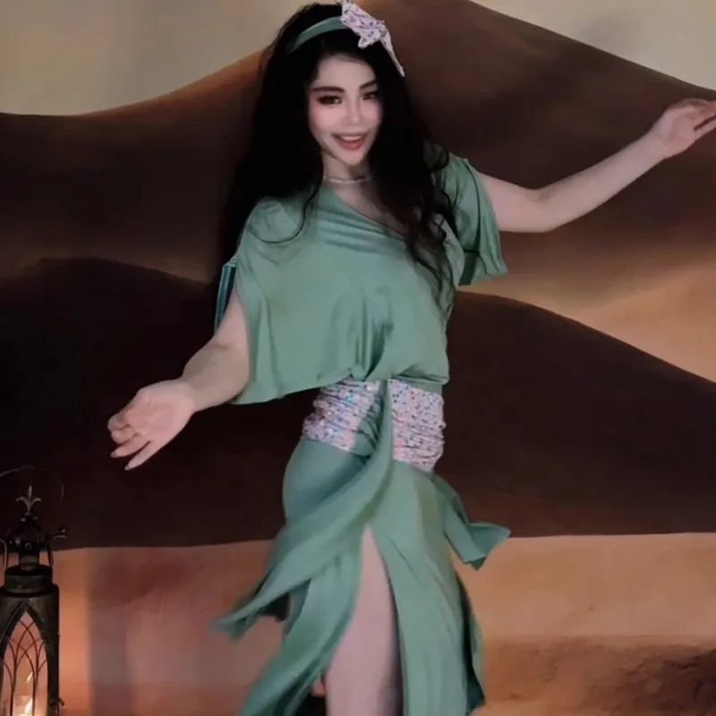 Customized Belly Dance Costume Practice Dress Folk Robe Balady Shabby Saidi Group Beginner Fantasia Feminina