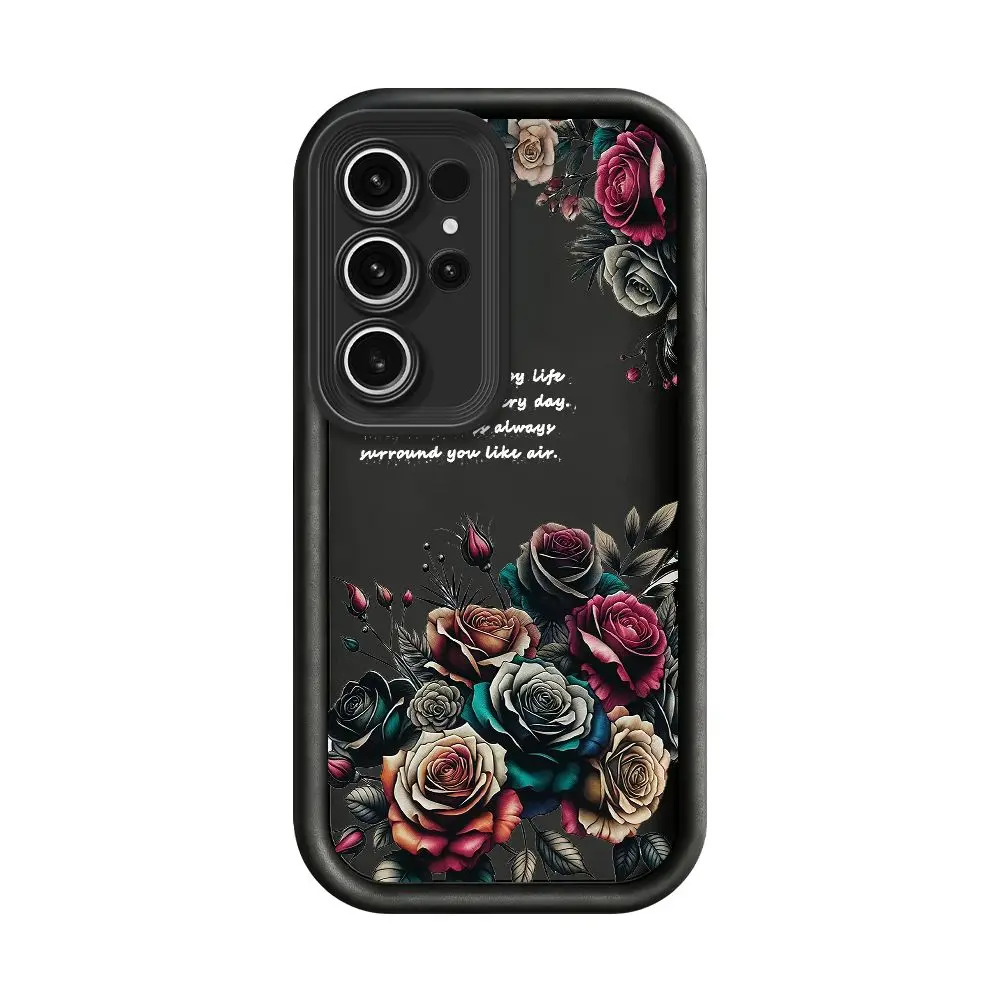 Vintage Romantic Rose Floral Matte Shockproof For Samsung S26 S25 S24 Ultra Plus FE A57 A56 A54 A37 A26 A17 A16 A07 A06 case