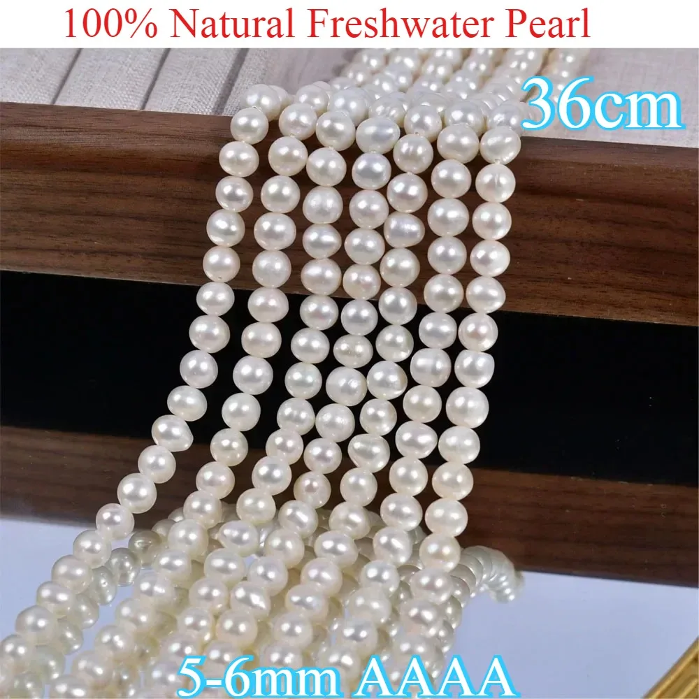 

5-6mmFactory Wholesale Natural Freshwater Pearl Round Bead Jewelry Make Supplies DIY Necklace Bracelet Accessories Women Wedding