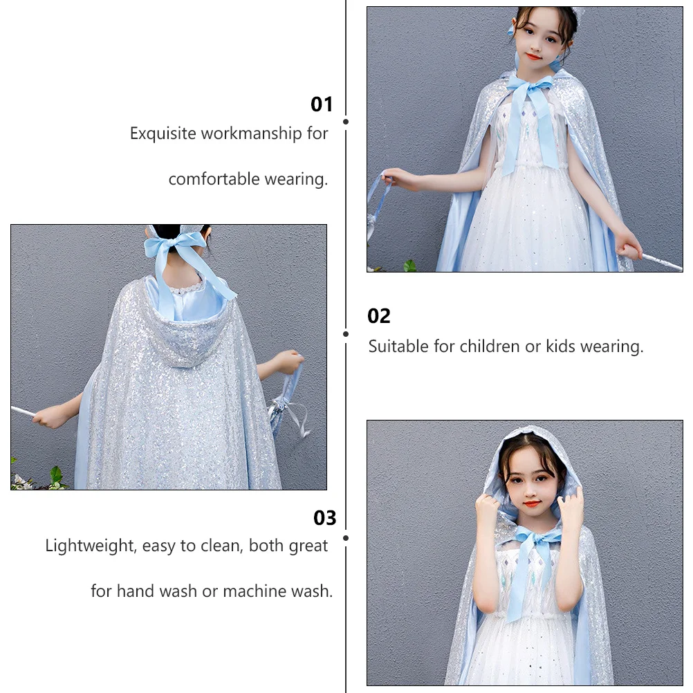 

1pc Sweet Cosplay Cloak For Kids Shiny Lightweight Party Cape Machine Washable Costume Fancy Cloak Children Accessories