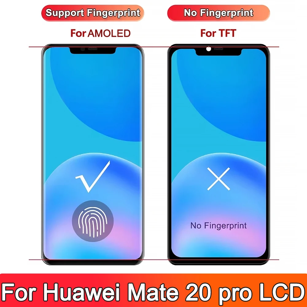 AMOLED For Huawei Mate 20 Pro LYA-L09 L29 AL00 LCD Display Touch Screen Digitizer Assembly For Mate 20 Pro Screen Replacement