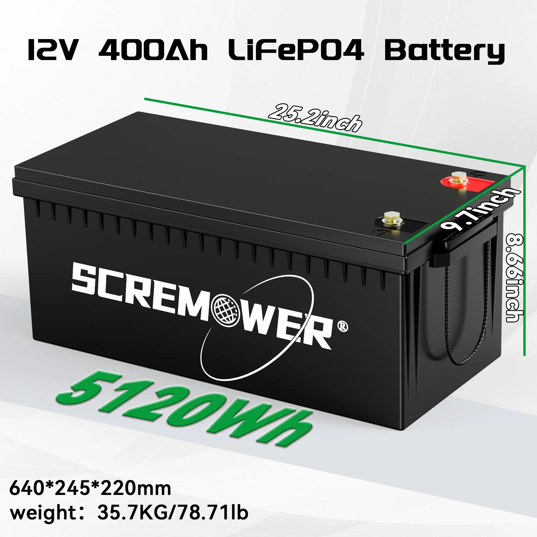 12V 400Ah Plus LiFePO4 Lithium Battery 200A BMS,6000+ Cycles,10-Year Lifetime,for RV Home Solar System Fishing US EU Stock