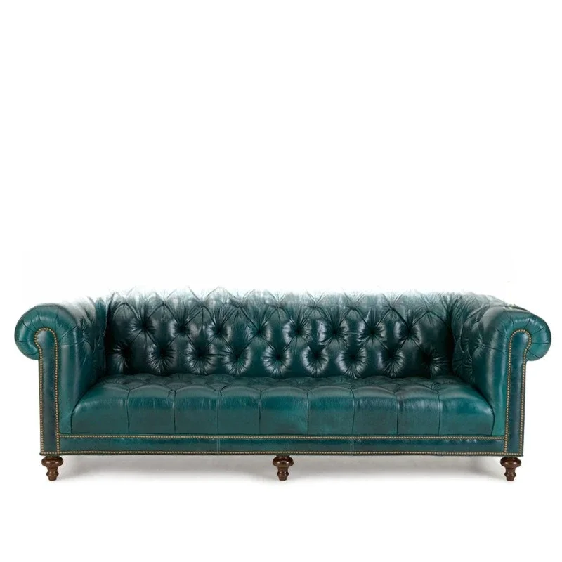 

American leather art sofa, pull-up soft bag three-person sofa photo studio, fashion reception sofa