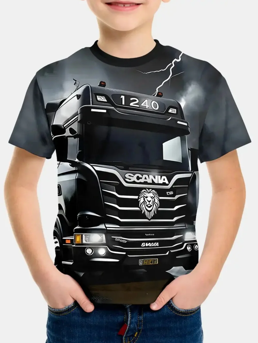 

Fashion Boys T-Shirt Trends Summer New Retro Train Engine Pattern Printed Street Fashion Cool Round Neck Outdoors Kids' T-Shirt