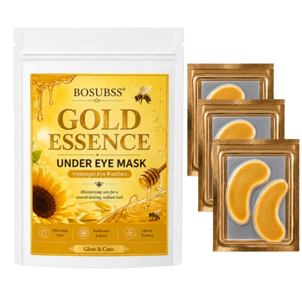 24K Gold Eye Mask BOSUBSS, Hydrating Under Eye Patches Refreshing Skin Care for Bright Smooth Under-Eye Area