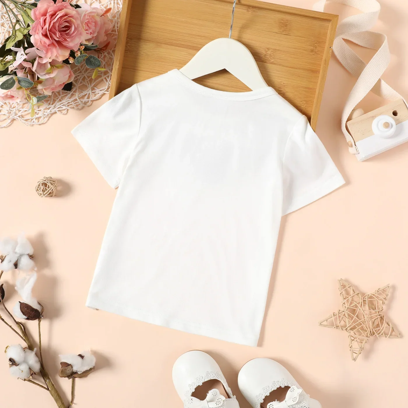 PatPat Toddler Girl Butterfly Embroidered/Print Short-sleeve Tee Suitable for Summer Season Soft and Comfortable