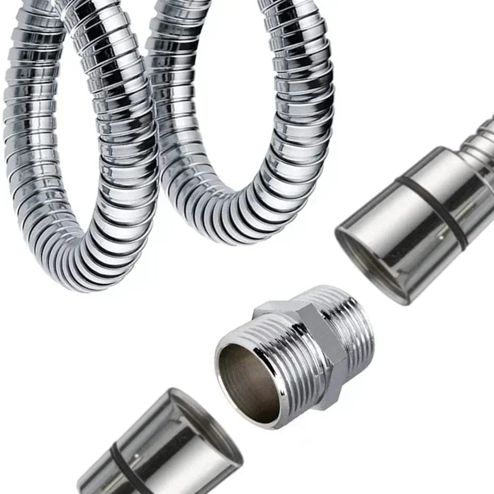 G1/2 Chrome Brass Length Extender Shower Connector For Extra Long Hose Shower Hose Extend Bathroom Accessories