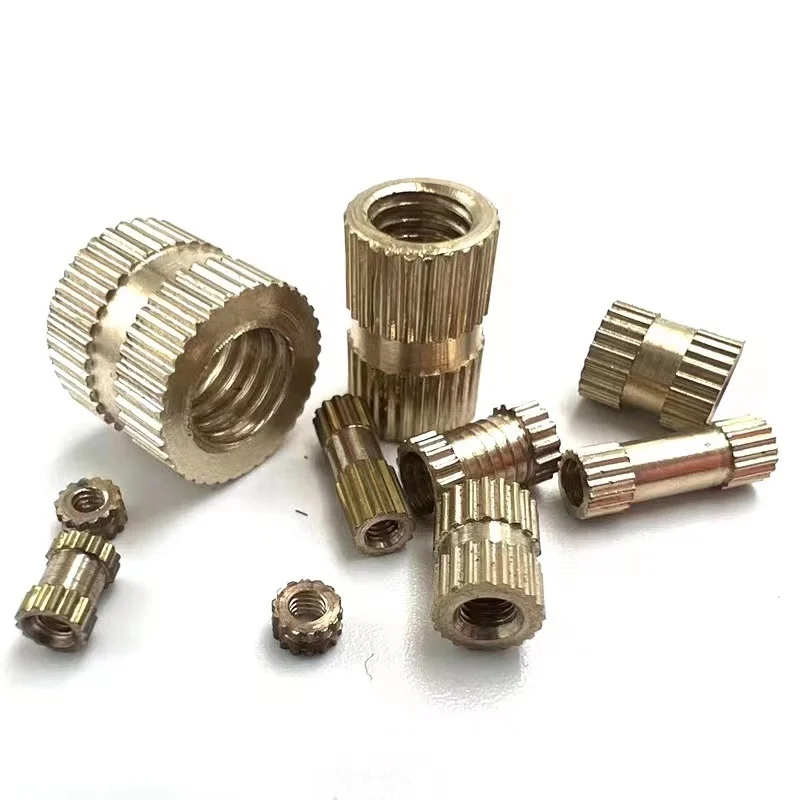 25X M2 M2.5 M3 Solid Brass Pure Copper Metric Thread Injection Molding Knurl Insert Nut Nutsert Round Shape Column OD 3.5 4 5mm
