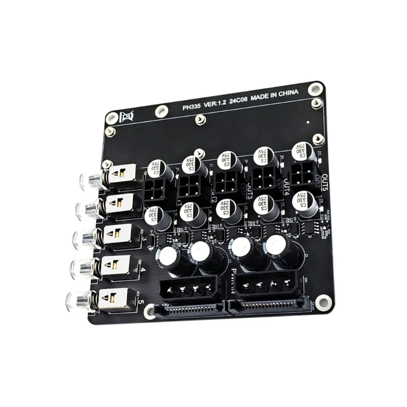 2x 4Pin to 4Pin 5/12V Power Distribution Switching with Hard Disk Drive Slots for Efficient Systems Management Module Adapter