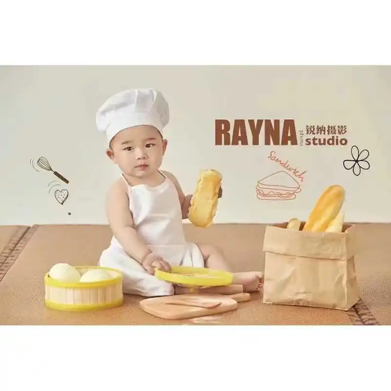 

100 day photography props chef theme 100 day full moon photography baby clothing 신생아사진 아기 코스프레 تذكارات للرضع