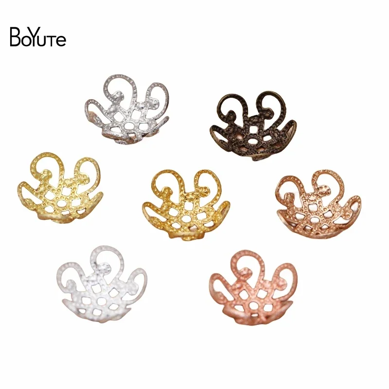 

BoYuTe Wholesale (200 Pieces/Lot) Metal Brass Stamping 4*10MM Filigree Bead Caps DIY Hair Jewelry Making Materials