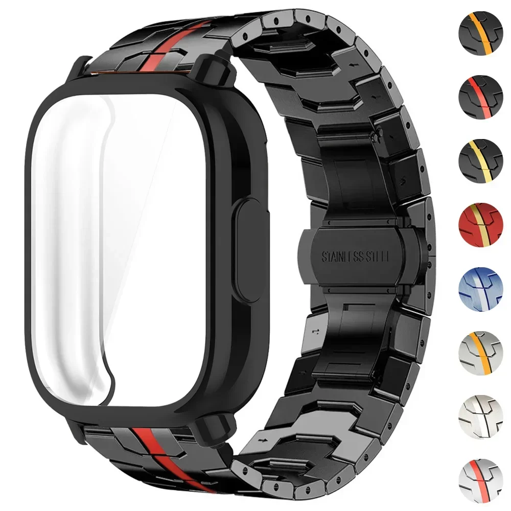 Gehäuse + Armband für Redmi Watch 5 Active/5 Lite, luxuriöses Metallarmband, Edelstahlarmband für Redmi Watch 3 Lite/3 Active Band