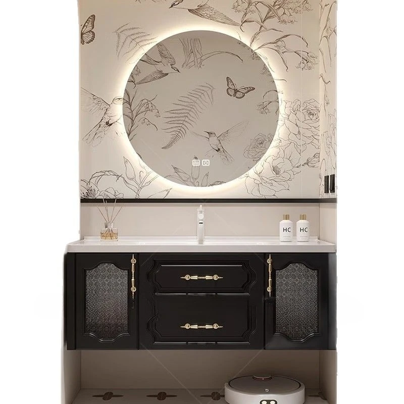 

French retro, bathroom cabinet combination, ceramic integrated basin