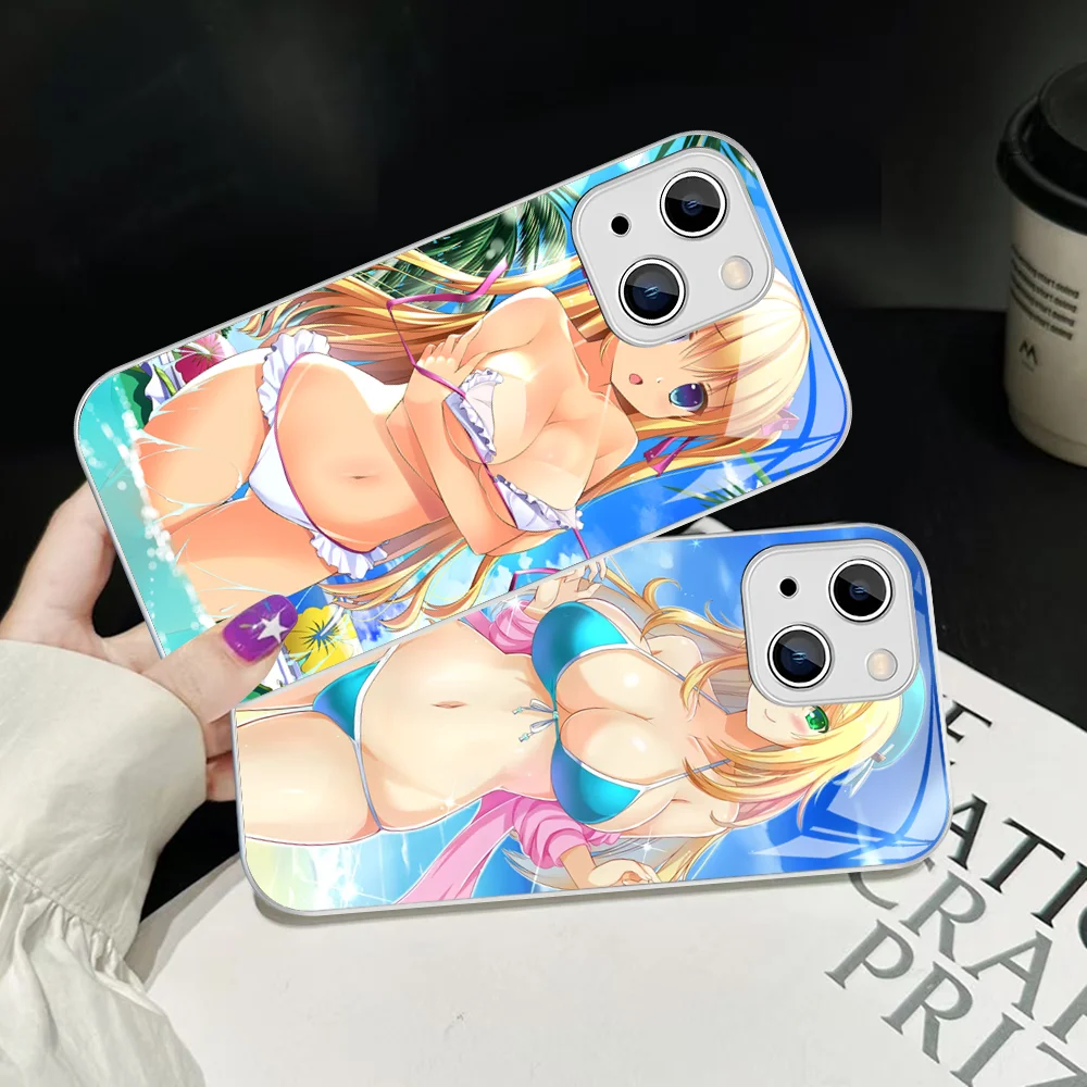 Cartoon girl Sexy ass Underwear Bikini Woman Girl   Phone Case For iPhone 14 13 12 Mini 11 Pro XS Max X XR 14 Plus Tempered =