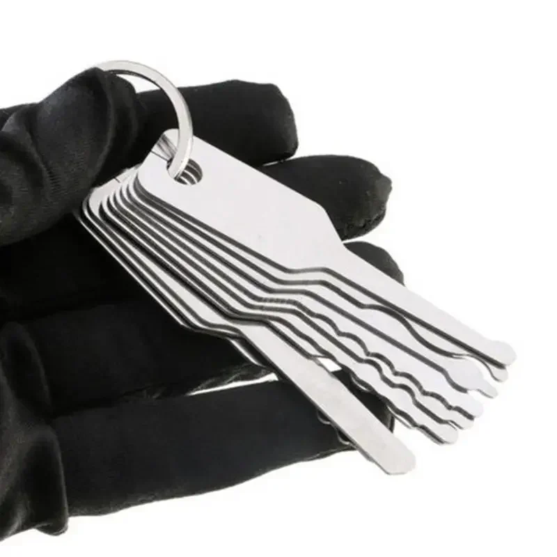 10Pcs/set Car Unlock Door Open Keys Dual Sided Jiggler Keys Car Repair Tool Stainless Steel Repair Accessories