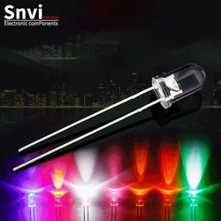 SNVI 50pcs Transparent Round 5mm super bright water clear Green Red white Yellow Blue Light LED bulbs emitting diode F5