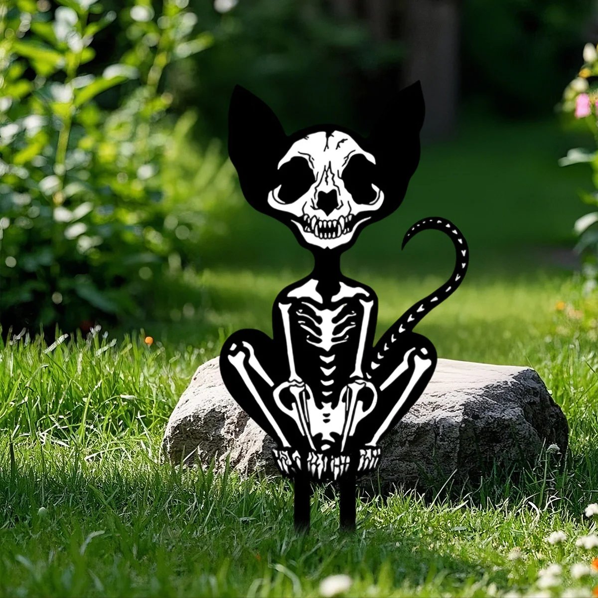 

Black Cat Halloween Garden Stakes Creepy Skeleton Animal Yard Decor Outdoor Lawn Ornaments for Spooky Theme