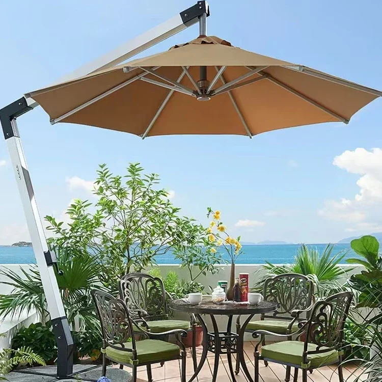 Beach Umbrella Sun Garden Parasol Large Cantilever Outdoor Umbrella Patio Umbrellas With Led