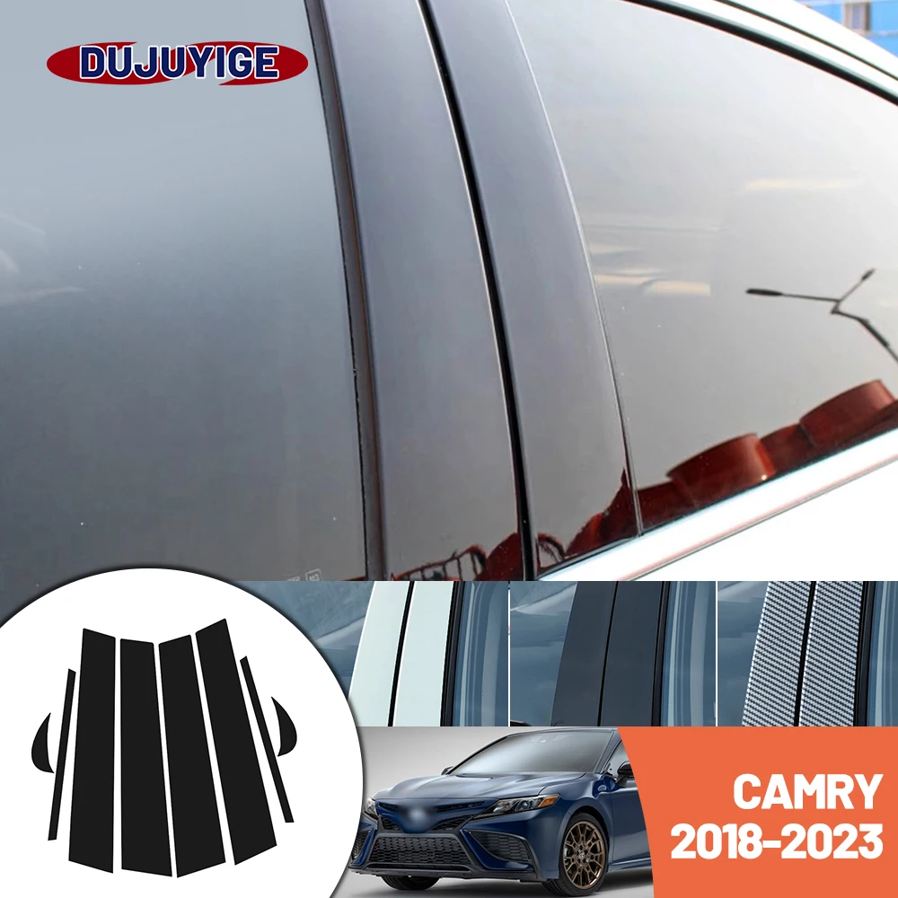 

Bright black carbon fiber door and window B C Pillar sticker suitable For Toyota Camry XV70 2018-2023 2019 2020 2021 2022