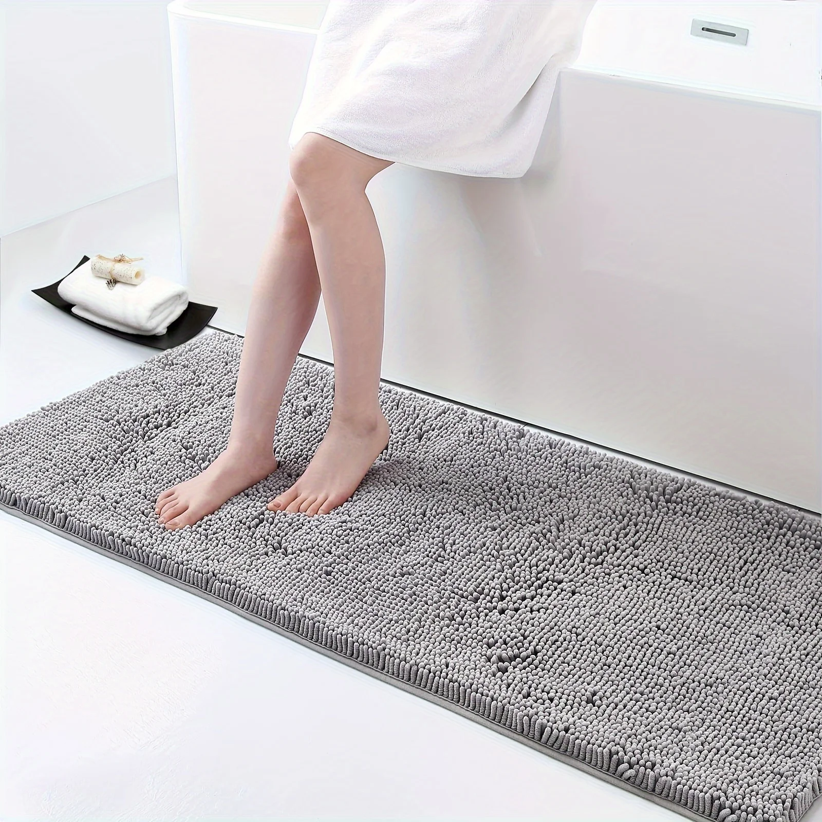 All season solid color chenille kitchen bathroom carpet non-slip absorbent wear mat