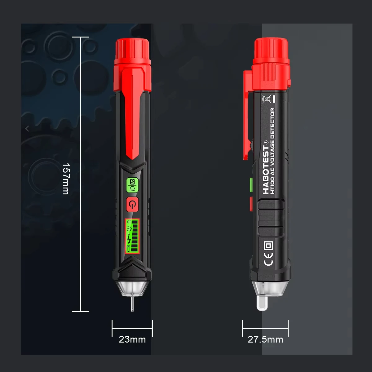 جهاز اختبار الجهد الكهربائي HABOTEST HT100 مع جهاز اختبار كهربائي مزدوج المدى AC 12V-1000V/48V-1000V مع شاشة LCD إنذار الجرس