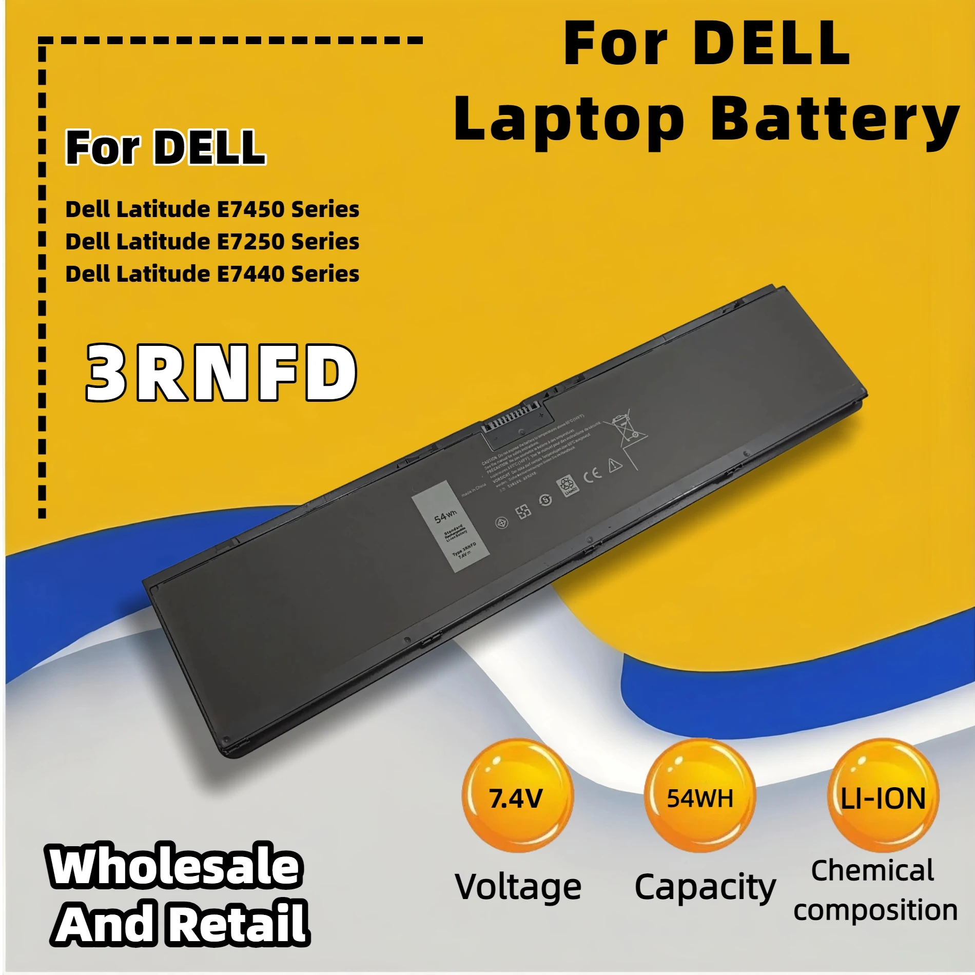 FRLESUI Battery 3RNFD For DELL Latitude E7420 E7440 E7450 Series 34GKR V8XN3 G95J5 0909H5 0G95J5 5K1GW Laptop Battery