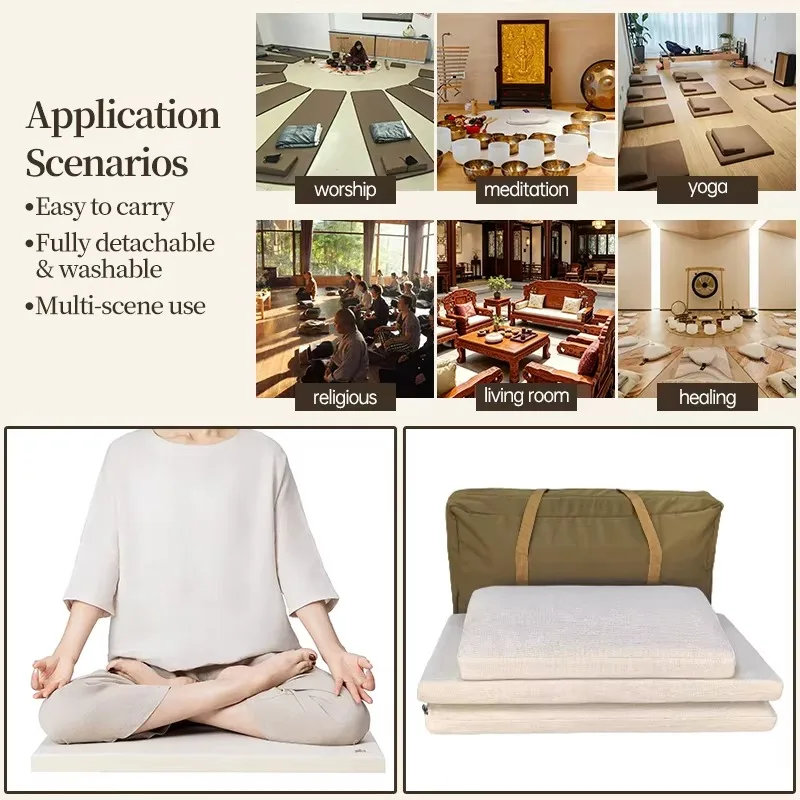 Breathable professional natural linen triangular meditation cushion, suitable for luxury spa and health center rooms