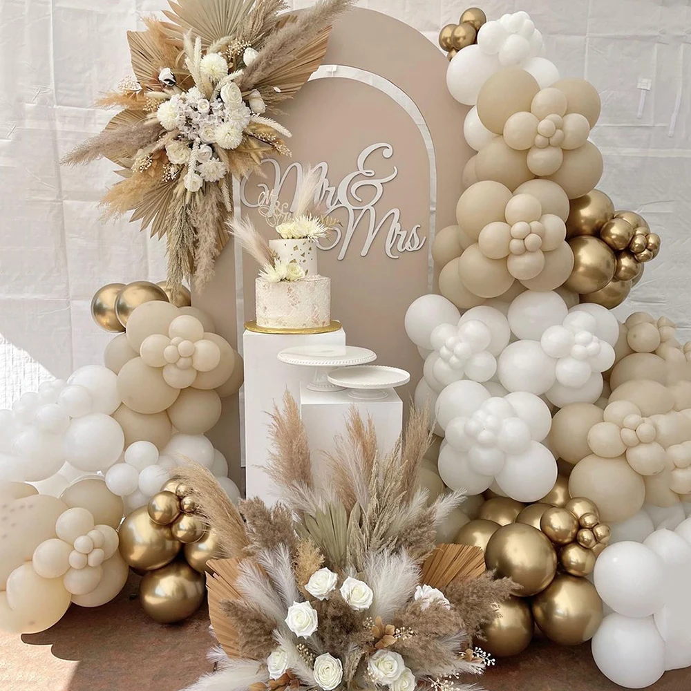 

144 шт., набор латексных шаров из белого золота, подходящий для вечеринок по случаю дня рождения, свадьбы, украшения для вечеринки ко Дню святого Валентина