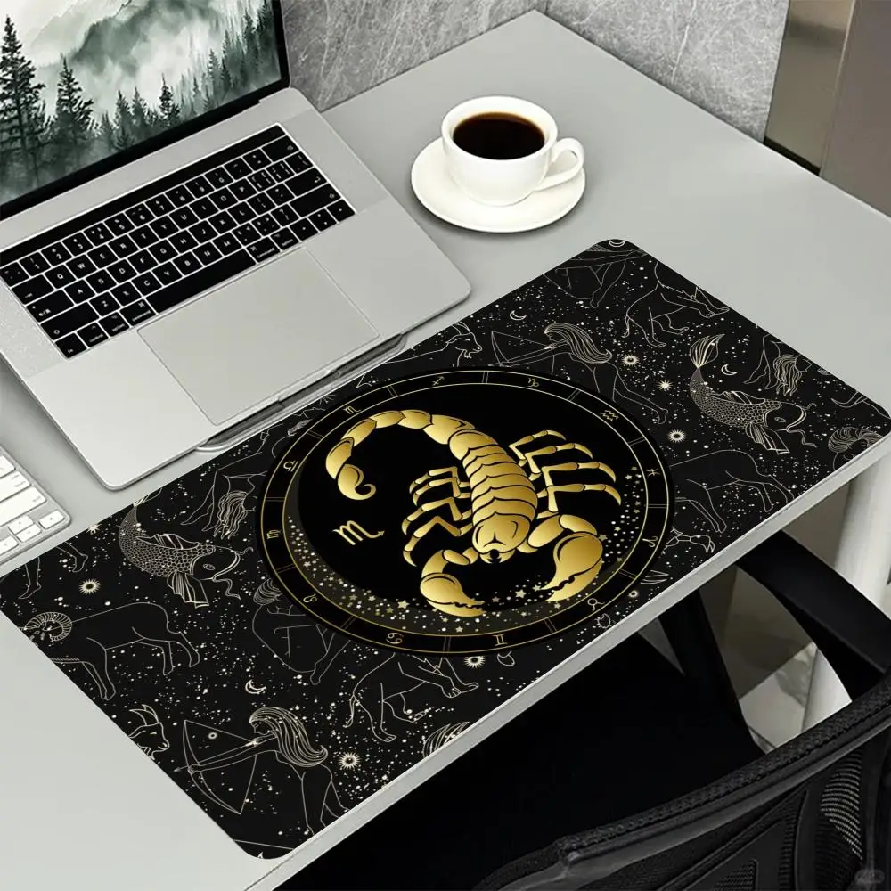 Golden Scorpion Dark Ornate Gothic Large Mouse Pad Desk Mat Non Slip Rubber Keyboard Mousepad for PC Laptop Office Zodiac