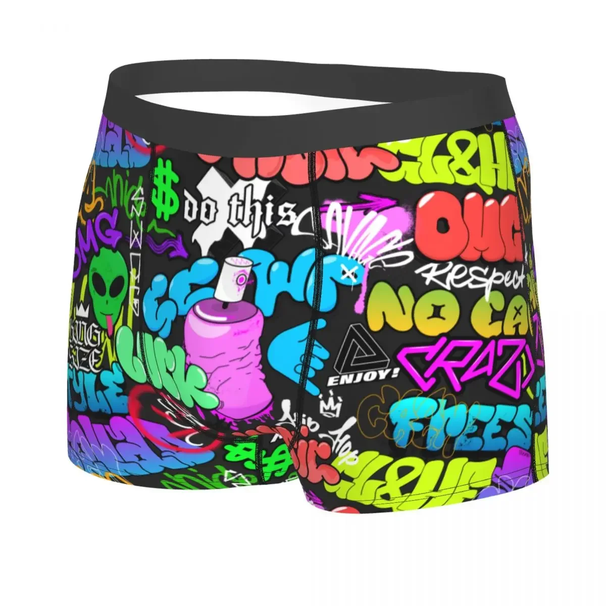 Custom Cool Hip-hop Culture Street Graffiti Art Boxers Shorts Panties Men's Underpants Stretch Briefs Underwear