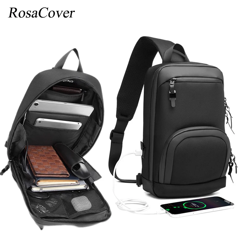 

Tablet PC Sling Bag Multifunction Crossbody Bag for Men Anti-theft Shoulder Messenger Bags Male Waterproof Short Trip Chest Pack