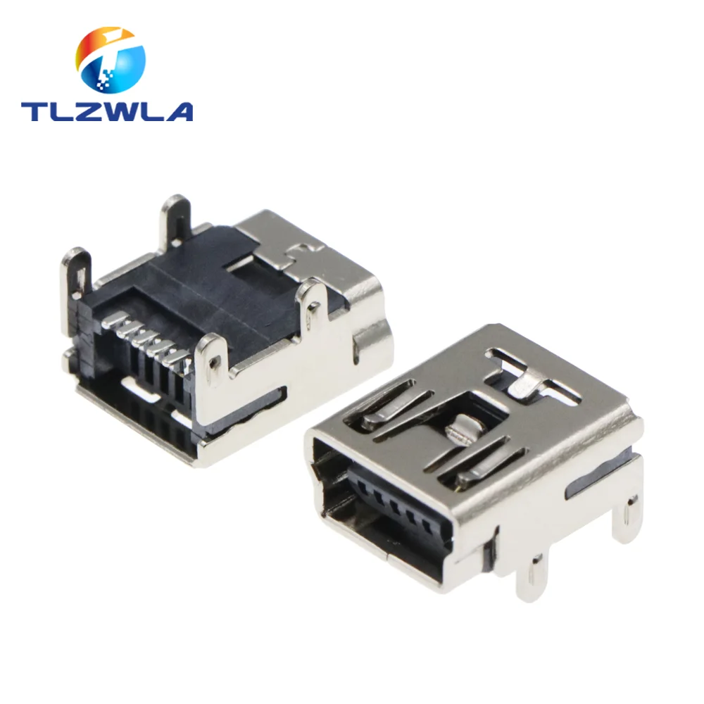 10 sztuk Mini USB typ B 5Pin gniazdo żeńskie kątowe tonąca płyta złącze DIP typu jack wtyczka