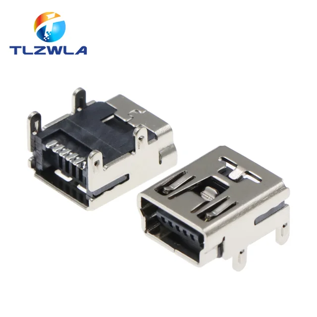 10 sztuk Mini USB typ B 5Pin gniazdo żeńskie kątowe tonąca płyta złącze DIP typu jack wtyczka