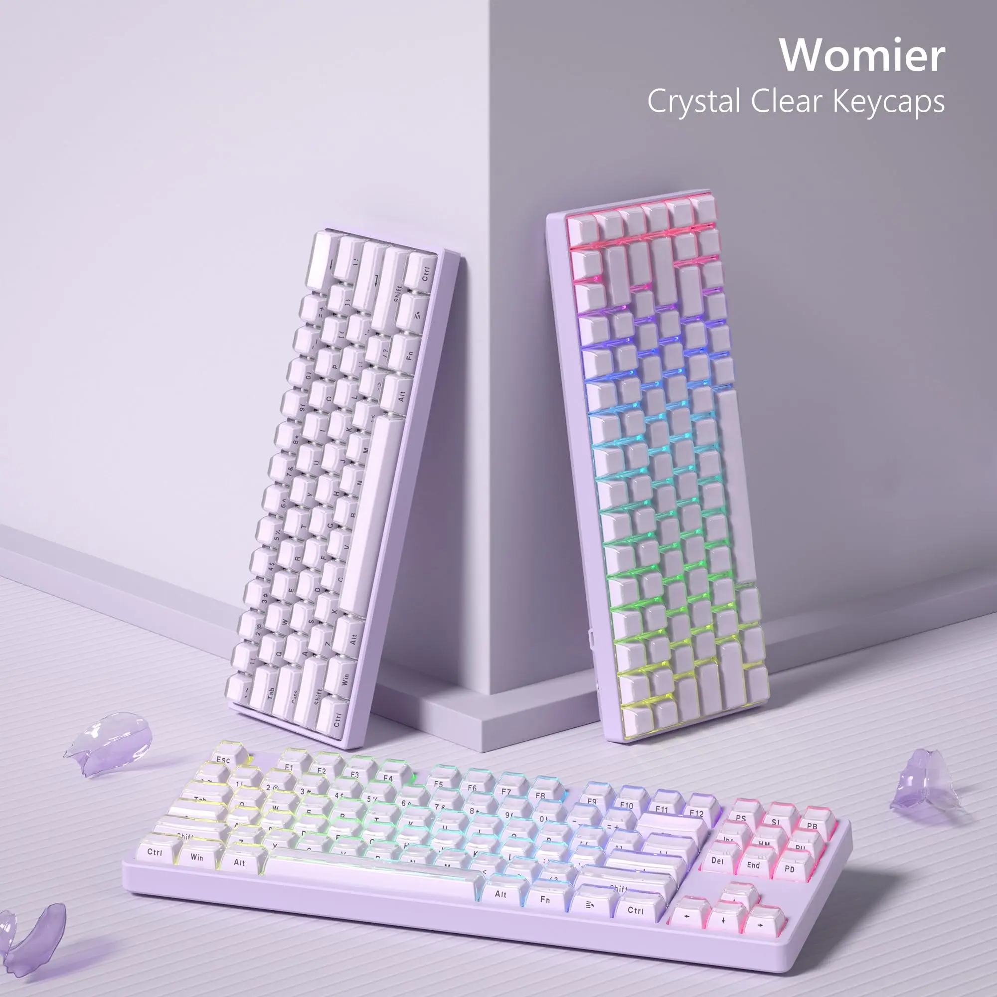 Púrpura doble disparo translúcido claro PC Keycap Jello Crystal teclas con iluminación lateral perfil OEM para interruptores Cherry MX teclado para juegos
