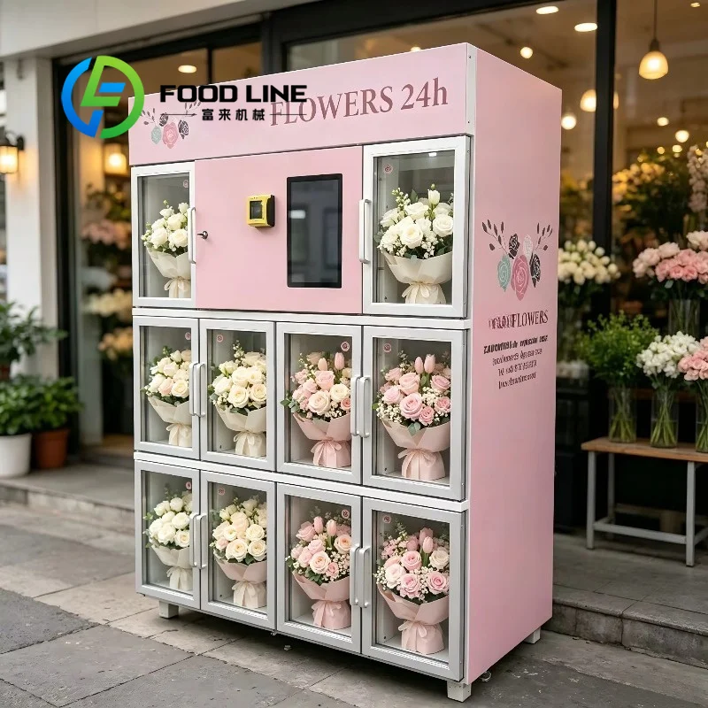 Customized Holiday Special Flower Vending Machine Large Advertising Screen 24h Unmanned For Valentine's Day Night Market