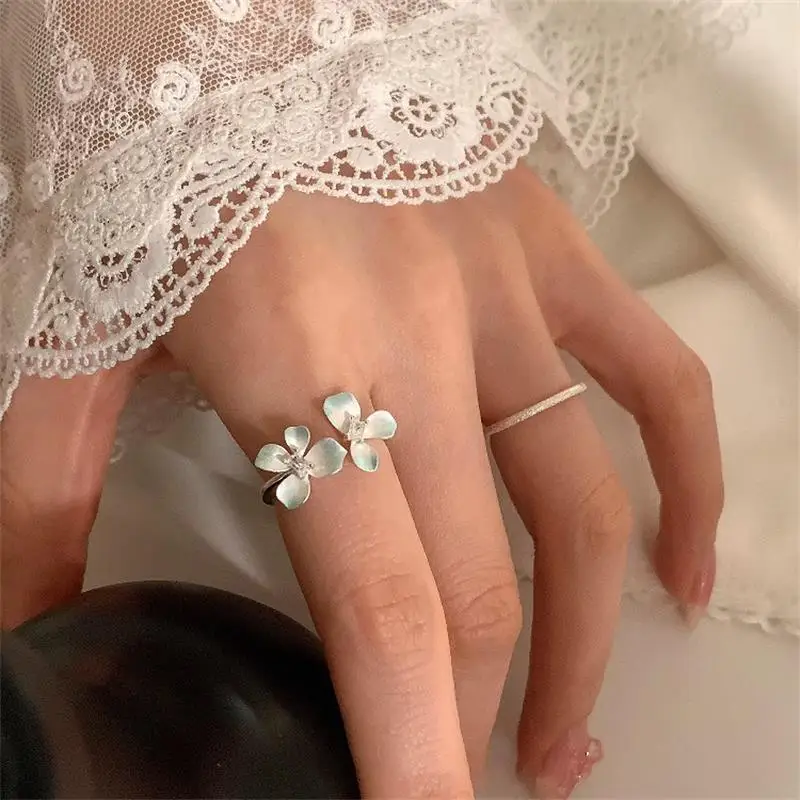 

Gradient Flower Zircon Rings For Women Girl Creative Personality Sweet Fashion Elegant Gentle Engagement Jewelry Gifts