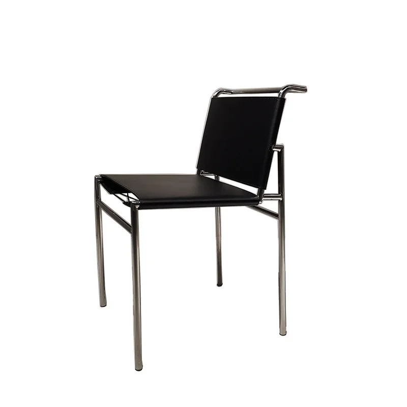 

Stainless steel saddle leather chair home dining chair
