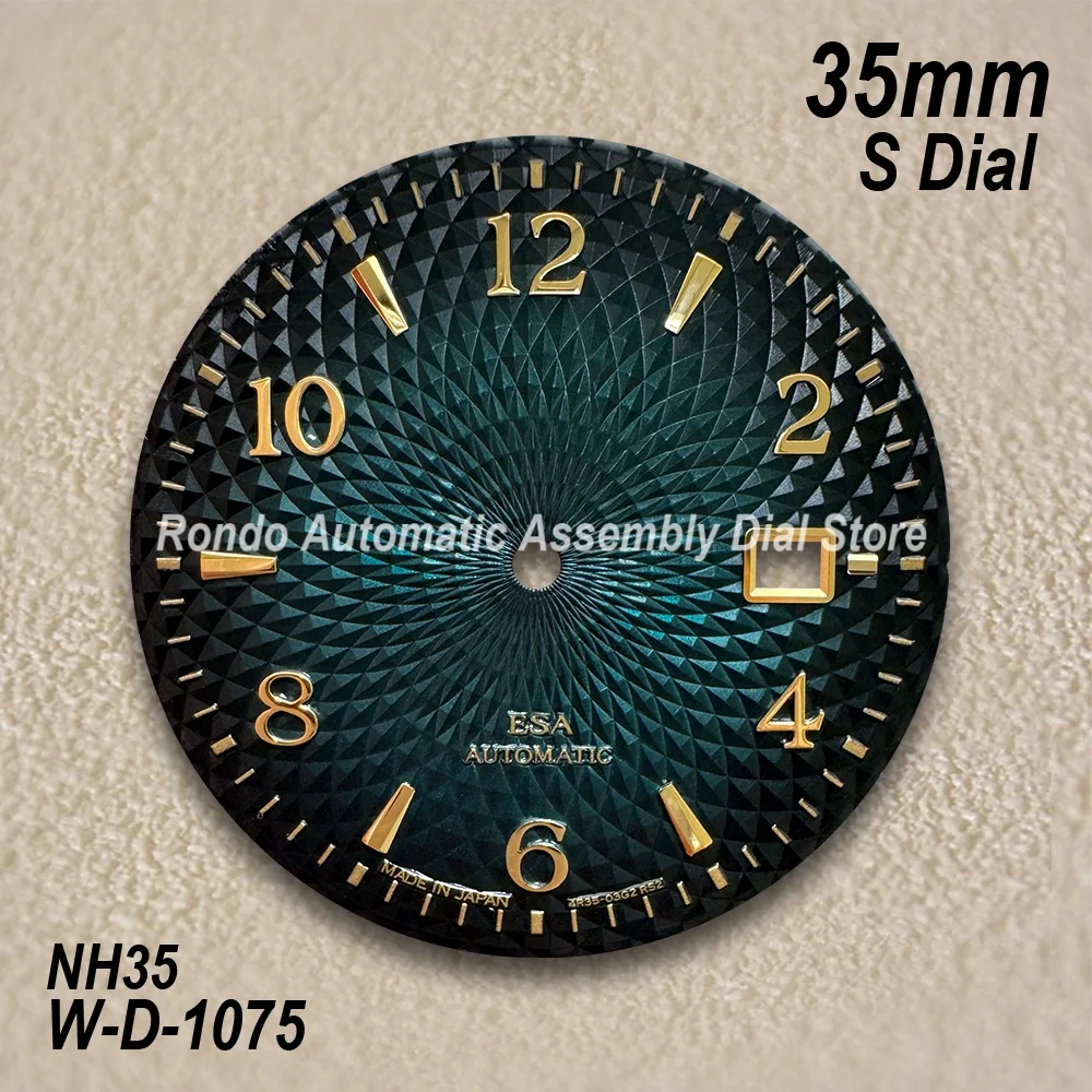 35mm S Logo Cocktail Dial Fit NH35/NH36 Movement High-Quality Blue Lotus texture Dial Watch Modification Accessories