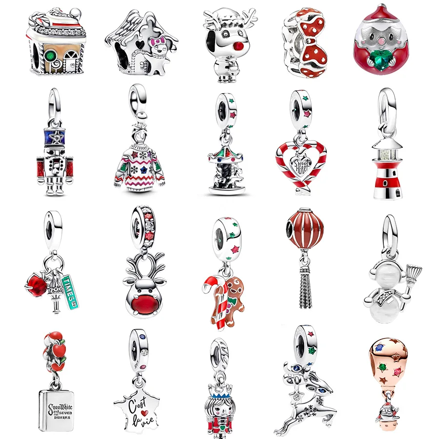 2025 New Arrivals Christmas Gift Charms Spinning Carousel，Reindeer Dangle Beads Fit Original Silver 925 Pandora Bracelet Jewelry