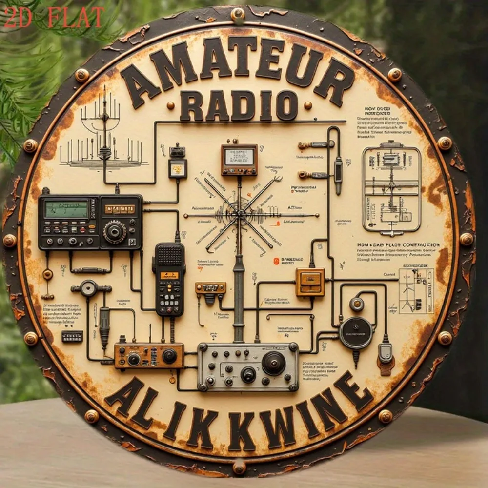2D Flat 8Inch Amateur Radio Station Sign for Home Decor, Farmhouse Indoor Outdoor Plaque, Cute Gift for Ham Radio Operator