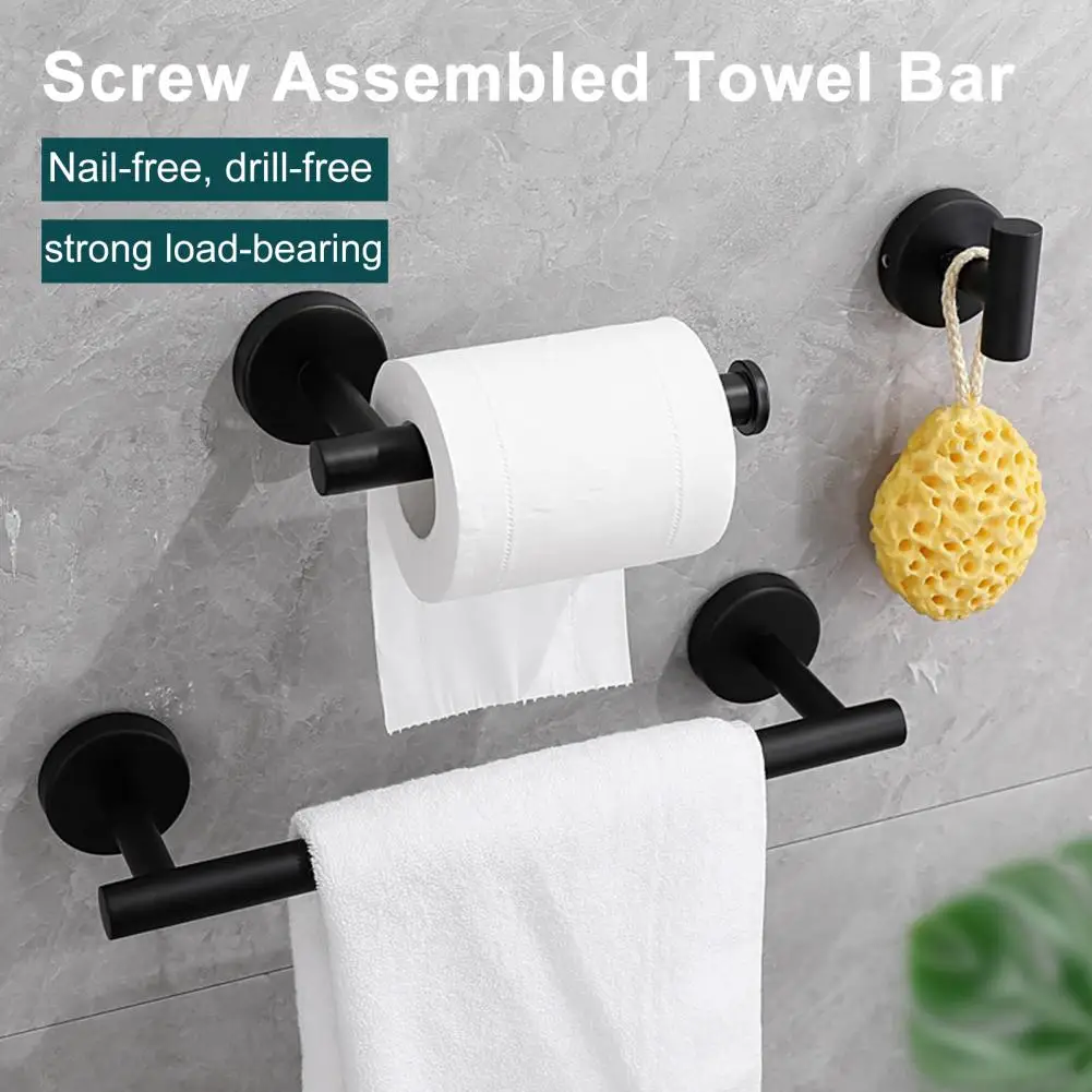 Stainless Steel Towel Bar Bathroom Single Hook Heavy Duty Stainless Steel Bathroom Organizer Set Towel Bar Roll Paper for Modern