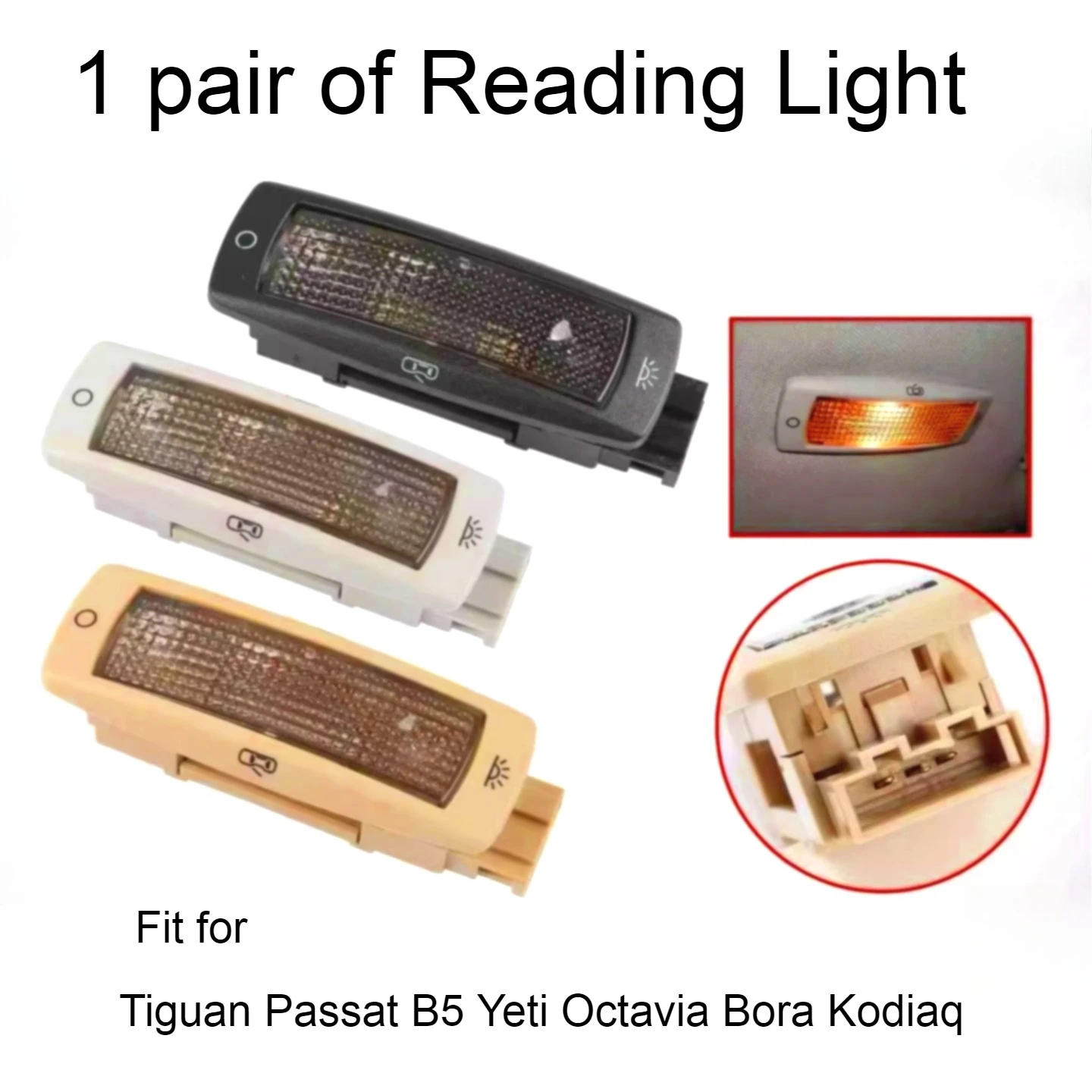 

2 pcs black Rear Reading Light Dome Light,Ceiling lamp reading fit for Beetle Bora VW Golf Passat 1998-2005 replace 3B0947291