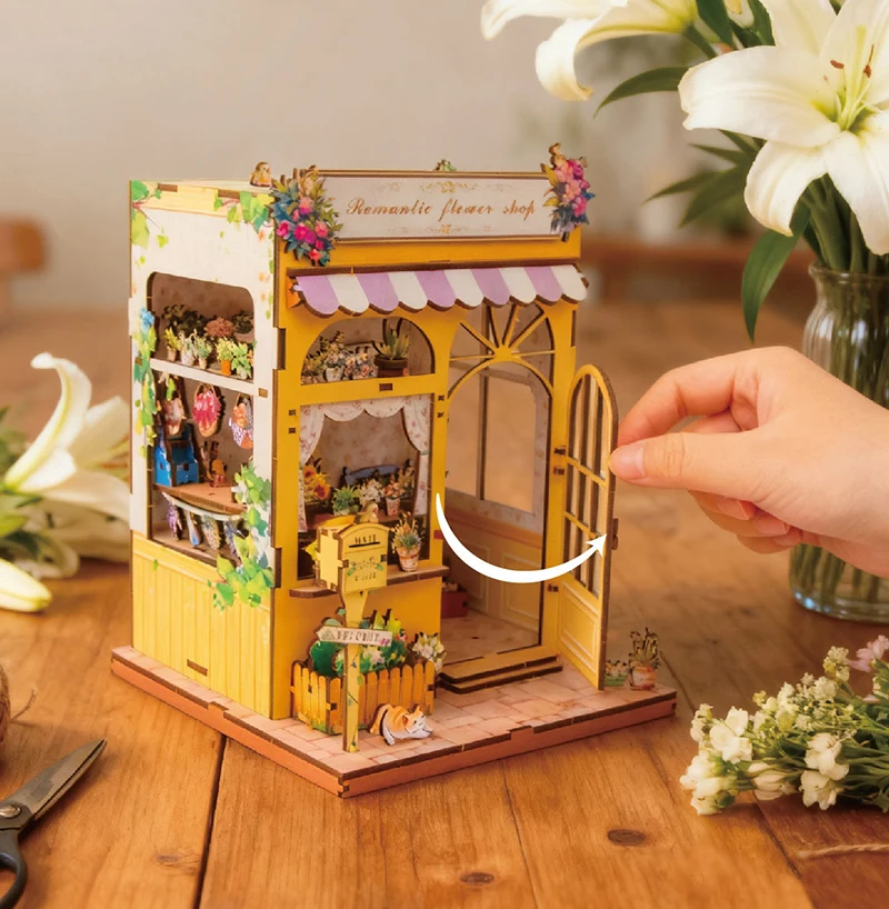 

DIY Wooden Miniature Model Kit Romantic Flower Casa Yellow Room 3D Puzzle Doll Houses With Furniture for Friends Birthday Gifts