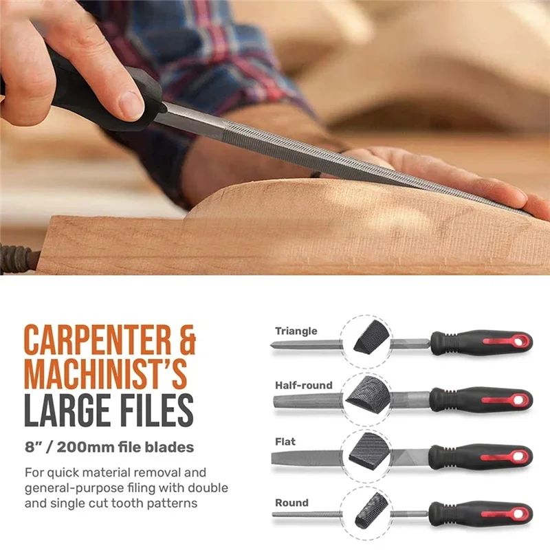 

B17B Wood File Kit 16Pcs For Metal Hand File Set With Brush Steel Files Double Pattern Files Large Small For Metal Files Work