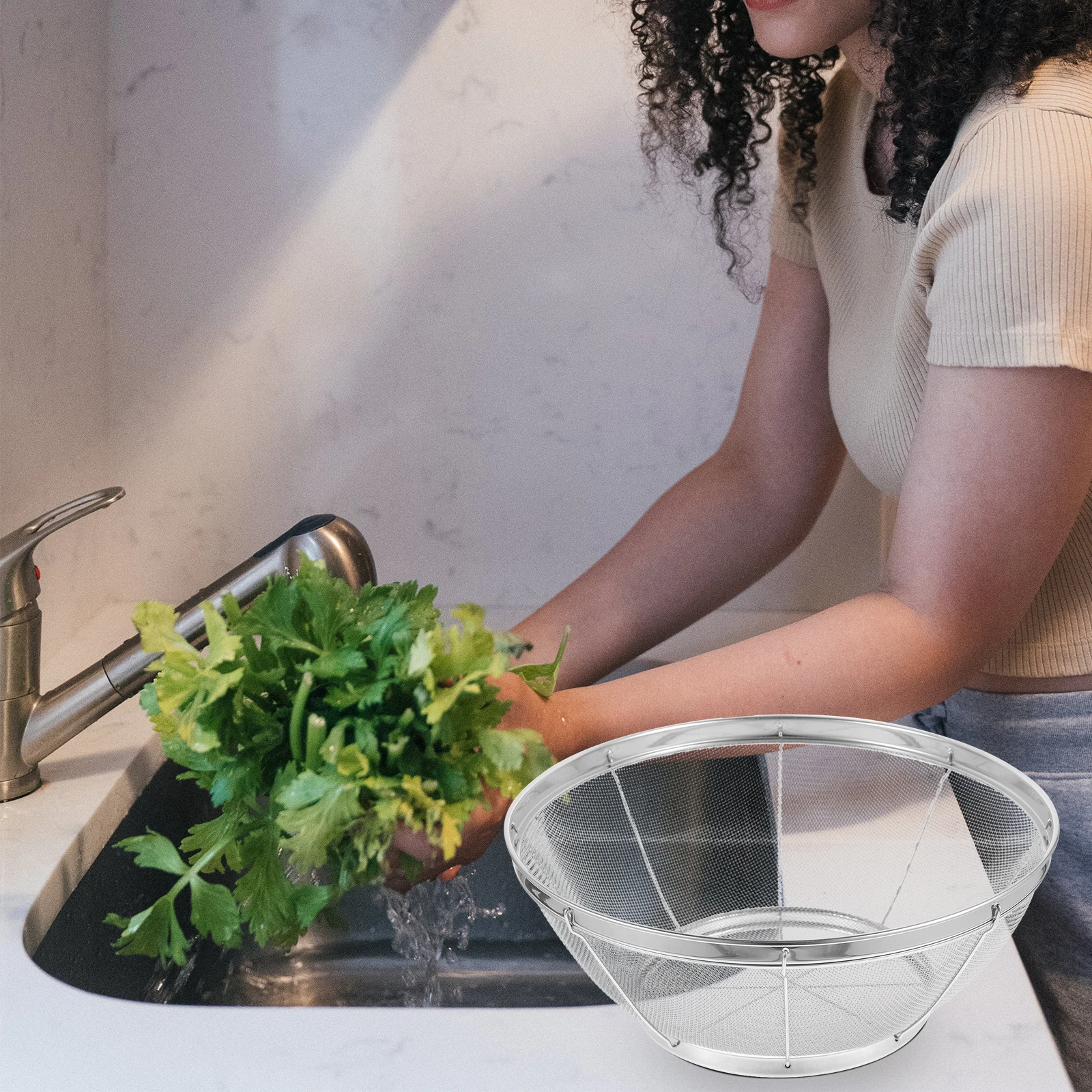 

5Pcs StainlessSteelMeshBasket StackableCol DrainageBasket VegetableFruitRiceStrainer Container WashBowl KitchenTool FineMesh