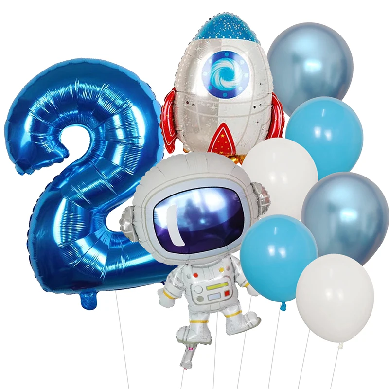 9pcs/set Outer Space Balloon Set Astronaut Rocket Planet Balloon  Children Birthday Theme Party Galaxy Party Decoration Balloon