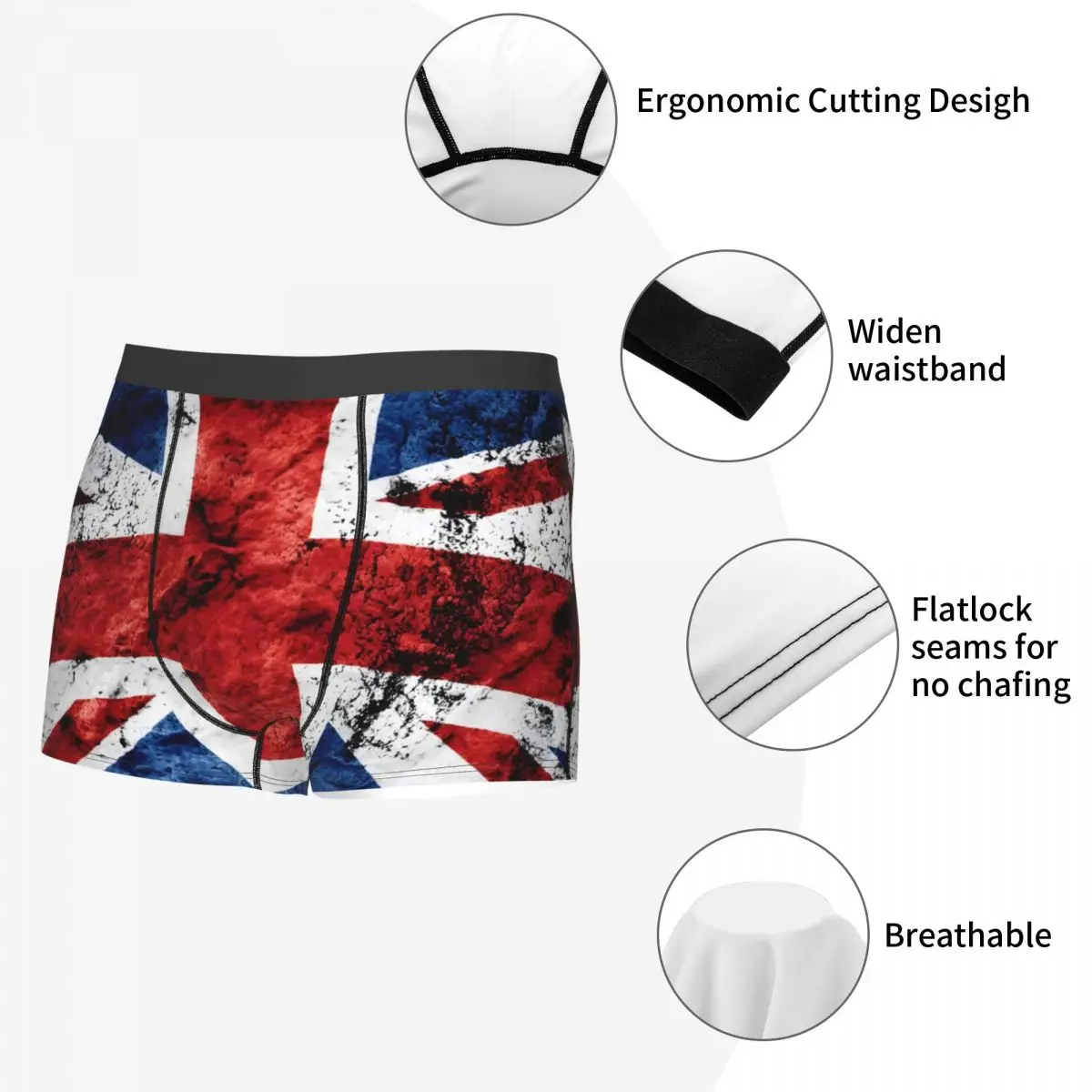 United Kingdom Flag Street Arts Underpants Homme Panties Male Underwear Ventilate